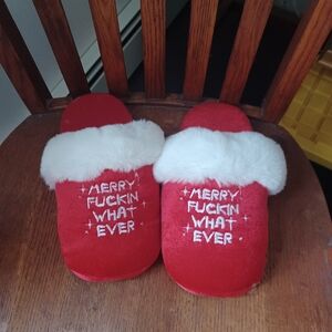Red and White Holiday Slippers XL